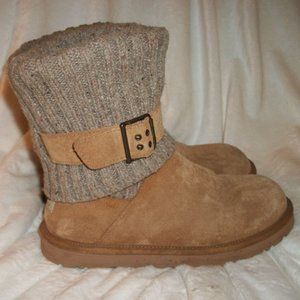 AUTHENTIC UGG TOP BUCKLE SOCK ANKLE SUEDE BOOT EUC
